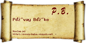 Pávay Béke névjegykártya